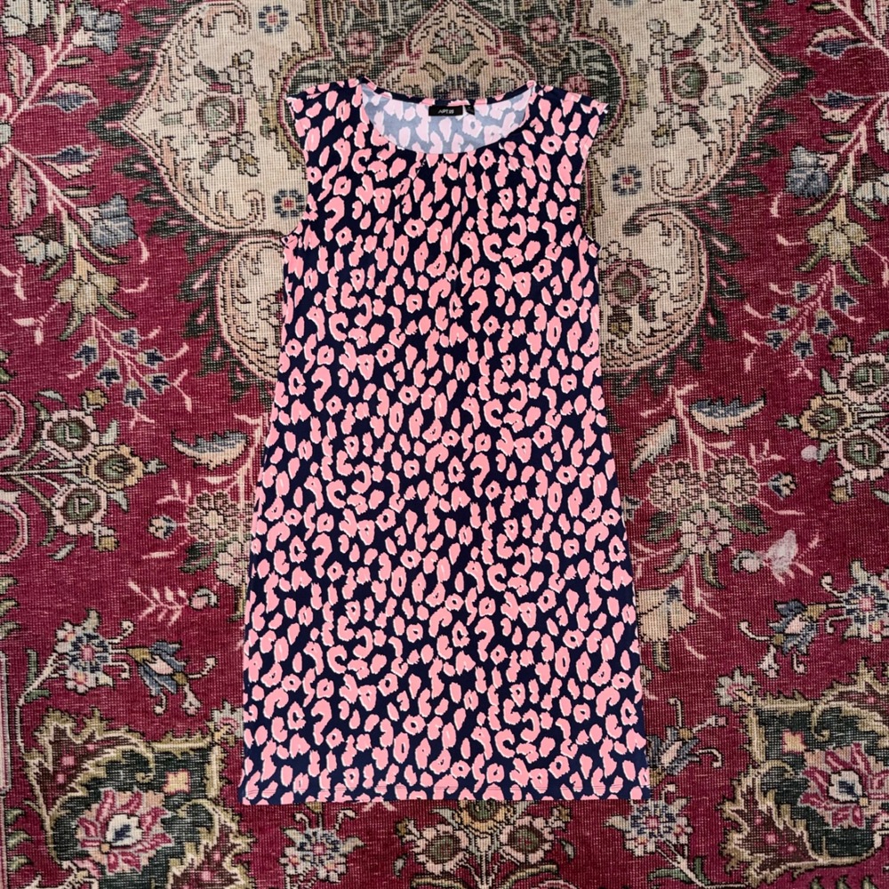 Apt 9 Sheath Dress Womens M Pink Navy Blue Excellent Leopard Print Sleeveless